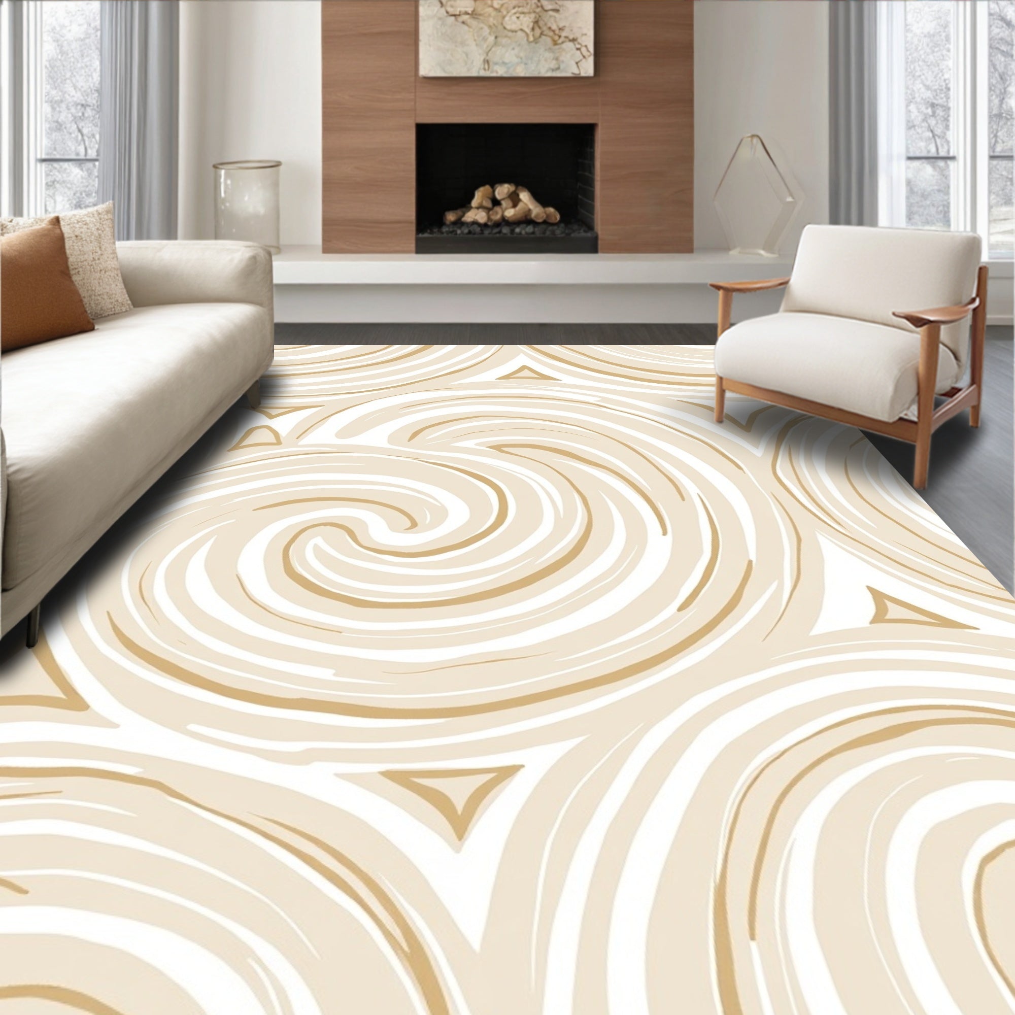 Abstract Swirls Triangles Design Rug