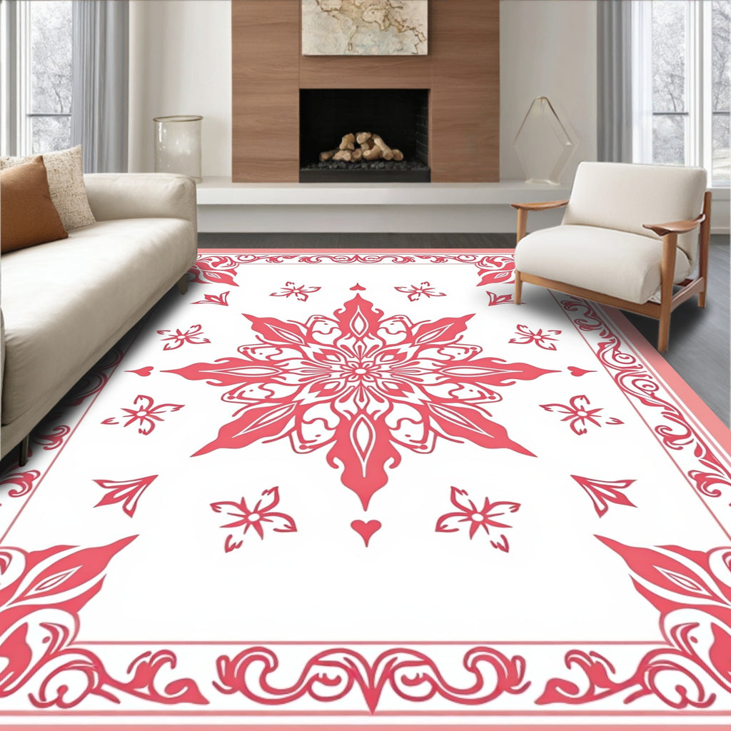 Coral Floral Mandala Design Rug