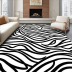 Bold Wavy Black White Pattern Rug