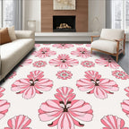 Pink Floral Pattern With Symmetry Rug
