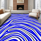 Flowing Blue Black White Abstract Rug