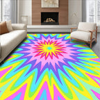Psychedelic Starburst Colorful Radial Design Rug