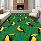 Tropical Toucan And Leaf Pattern Rug