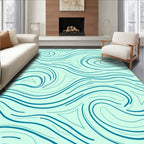 Aqua Wavy Flowing Lines Design Rug
