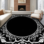 Ornate Floral Swirl Oval Border Rug