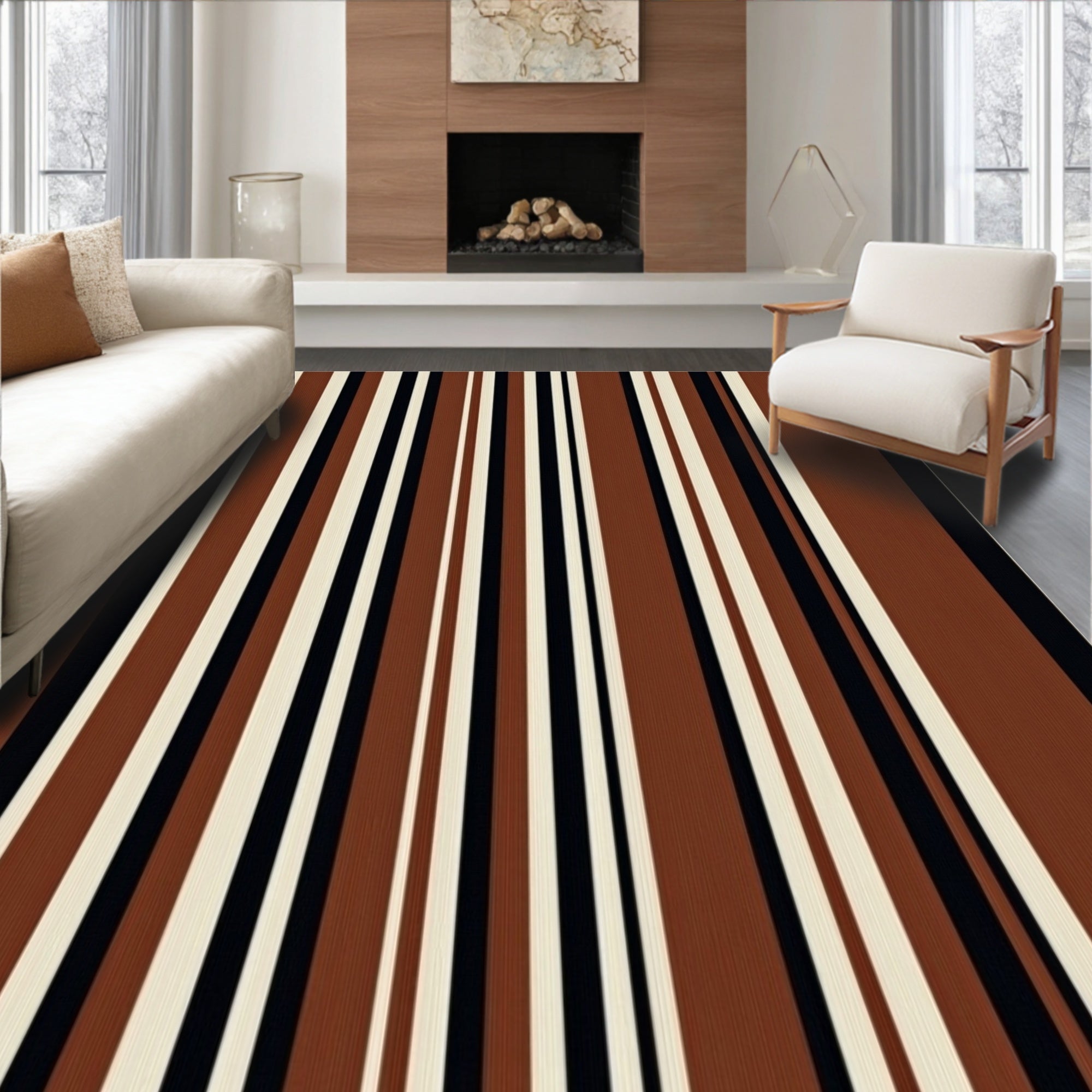 Stark Vertical Stripe Pattern Rug