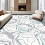 Abstract Swirls Light Gray Mint Rug