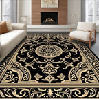 Black Gold Ornate Central Medallion Rug