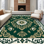 Emerald Green Mandala Floral Art Rug