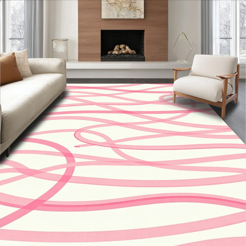 Abstract Pink Ribbon Swirl Pattern Rug