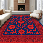 Red Floral Vintage Border Design Rug