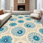 Retro Blue Floral Pattern Design Rug