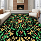 Radiant Yellow Green Floral Mandala Rug