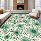 Delicate Green Floral Pattern Rug