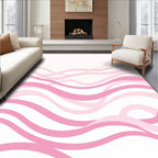 Soft Pink Wavy Abstract Lines Rug