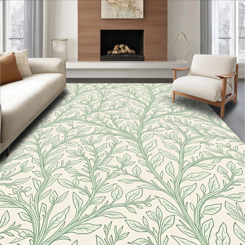 Natural Vine Leaf Outline Pattern Rug