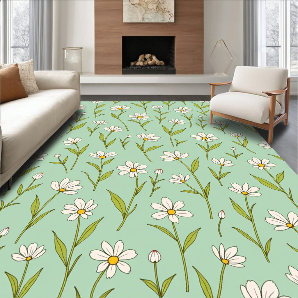 Retro Daisy Field Pattern Rug