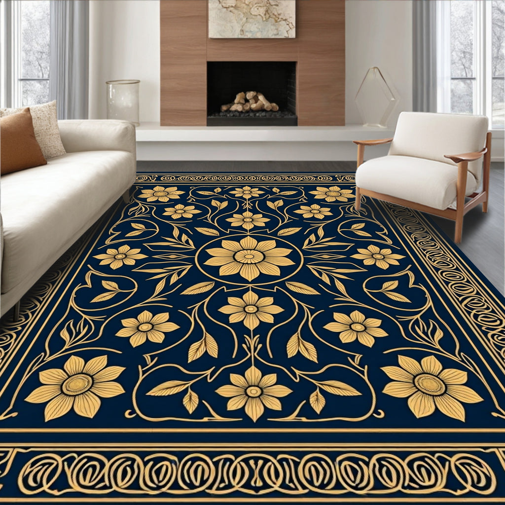 Intricate Floral Vine Patterned Rug