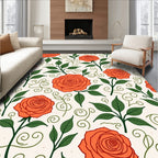 Coral Rose Vine Pattern Rug