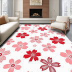 Red Pink Blossom Pattern Rug
