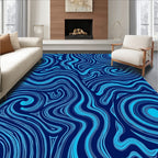 Abstract Blue Swirls Flow Pattern Rug