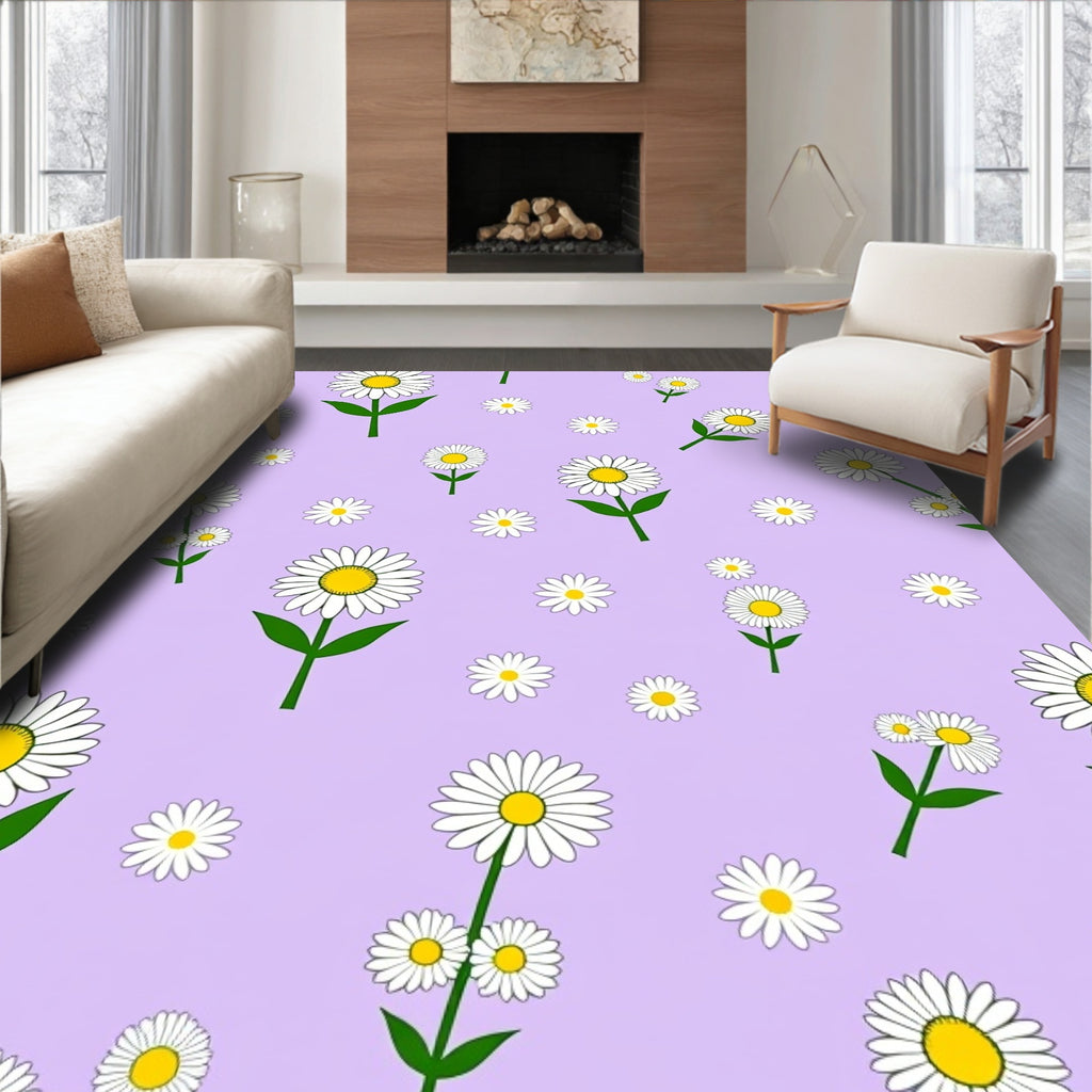 Pastel Purple Daisy Pattern Rug