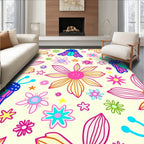 Retro Floral Insect Pattern Rug