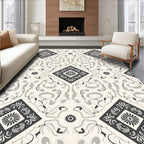 Classic Gray Floral Square Patterned Rug