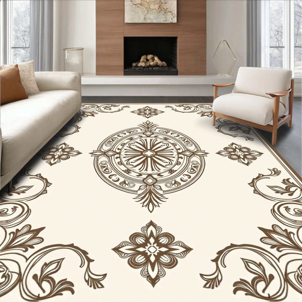 Classic Floral Emblem Border Design Rug