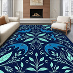 Deep Blue Bird Woodland Rug