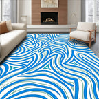 Abstract Blue Green Wavy Swirl Pattern Rug