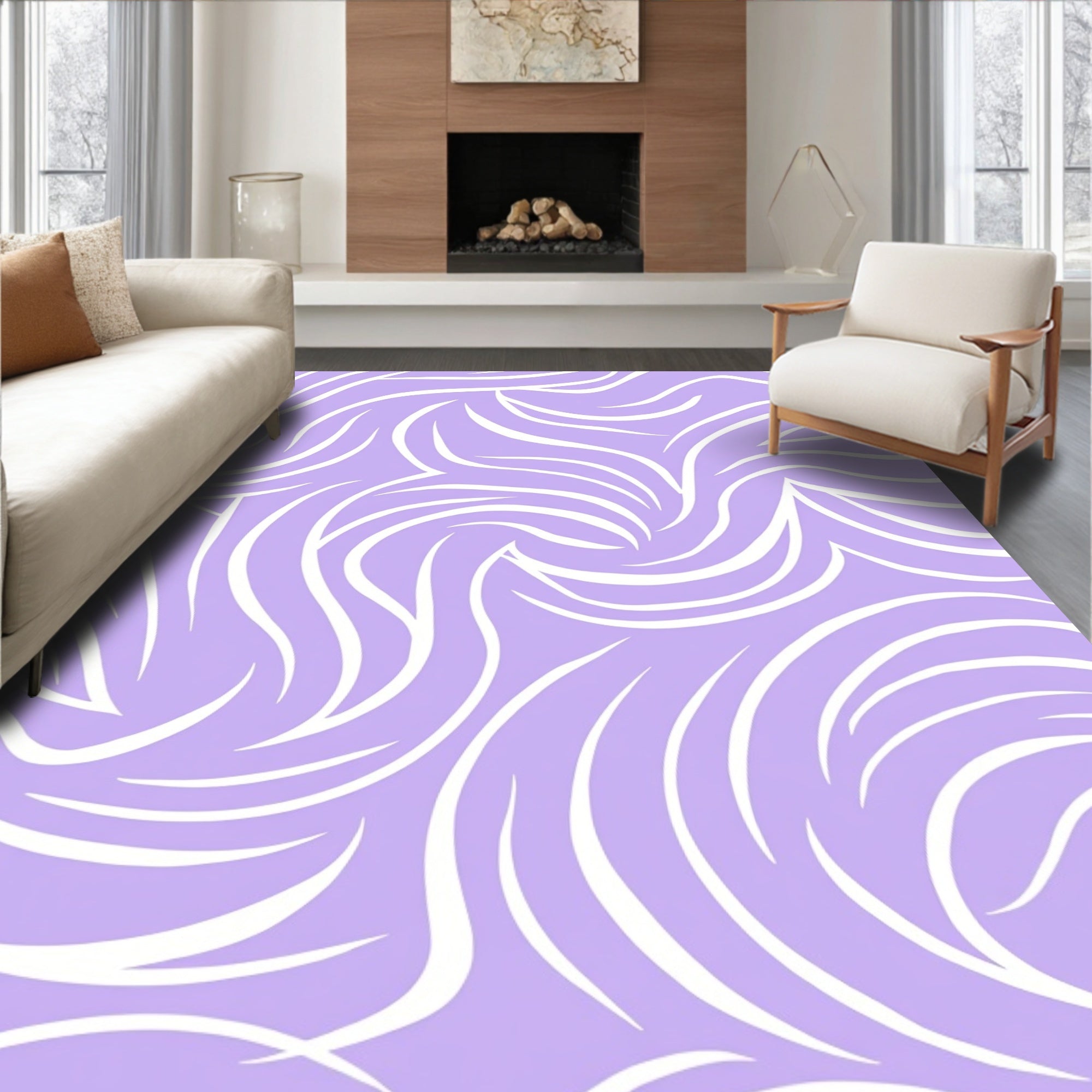 Abstract Swirls Lavender Pattern Rug