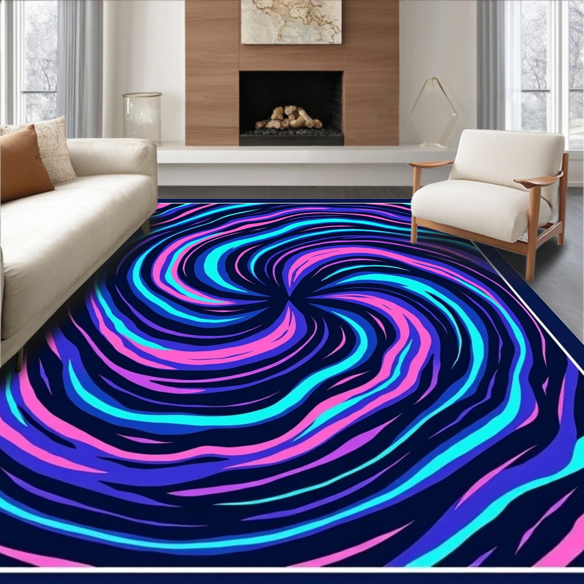Vibrant Swirl Abstract Pattern Rug