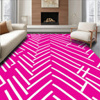 Pink White Dynamic Lines Pattern Rug