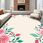 Pink Rose Botanical Corner Design Rug