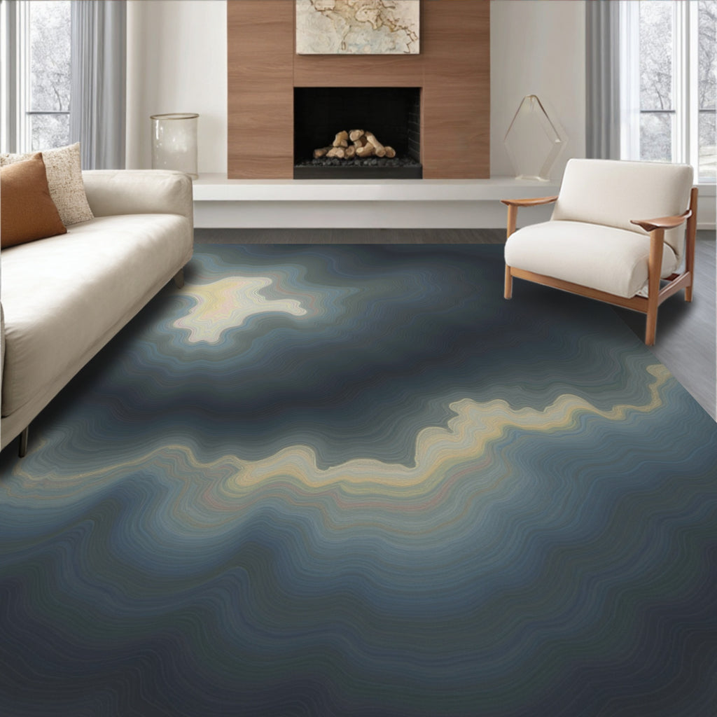 Striking Abstract Wavy Lines Pattern Rug