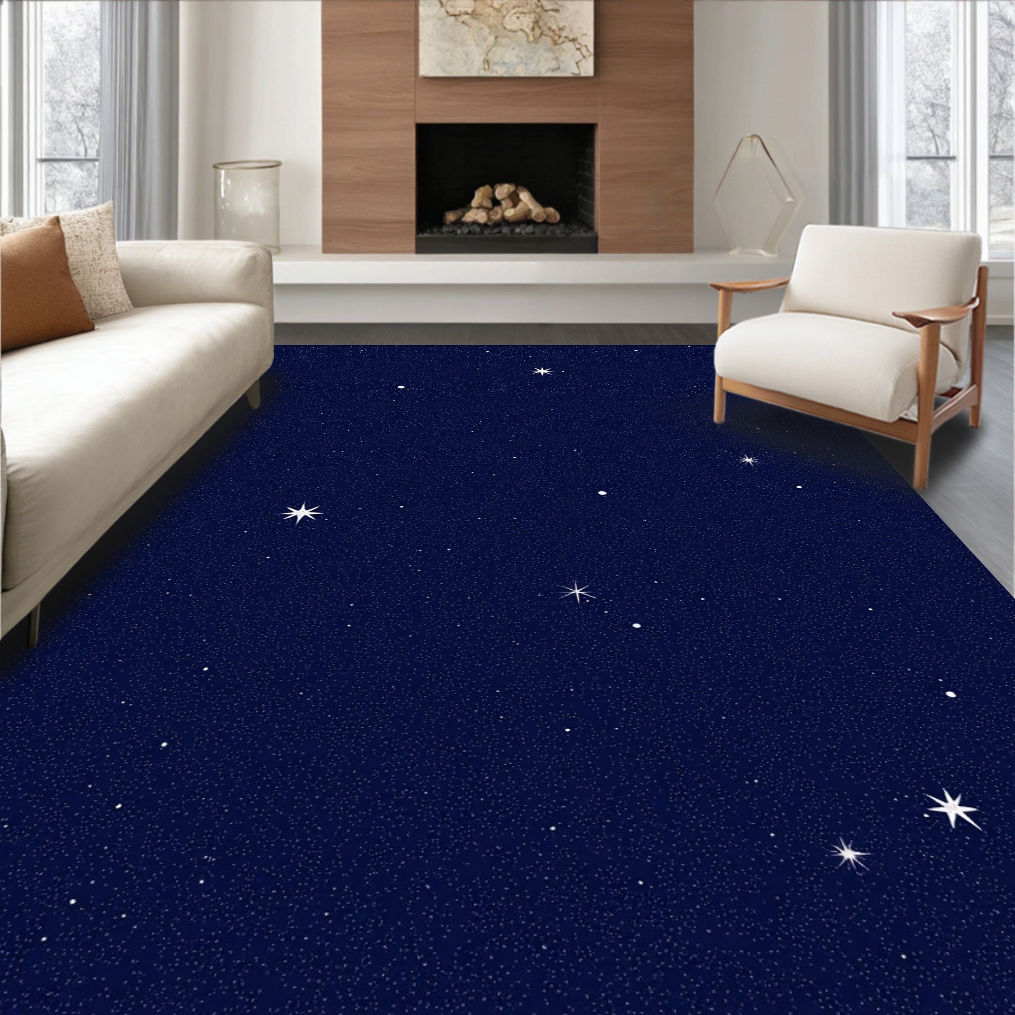 Night Sky Star Pattern Rug