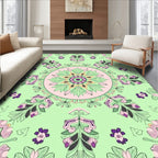 Mint Green Mandala Floral Medallion Rug