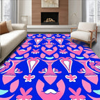 Pink Abstract Floral Symmetry Rug