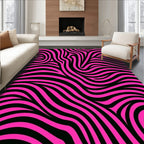 Hot Pink Black Zebra Stripe Rug