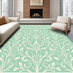 Mint Green Floral Scrollwork Pattern Rug
