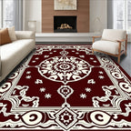Maroon and Cream Intricate Floral Rug
