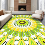 Radiant Green Yellow Sunburst Medallion Rug