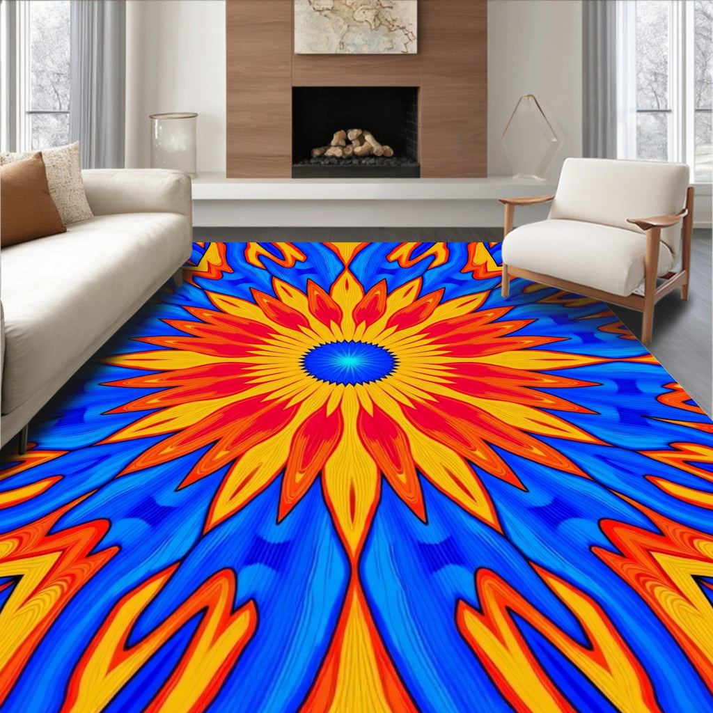 Vibrant Sunny Kaleidoscope Design Rug