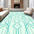 Geometric Aqua Lines Rug