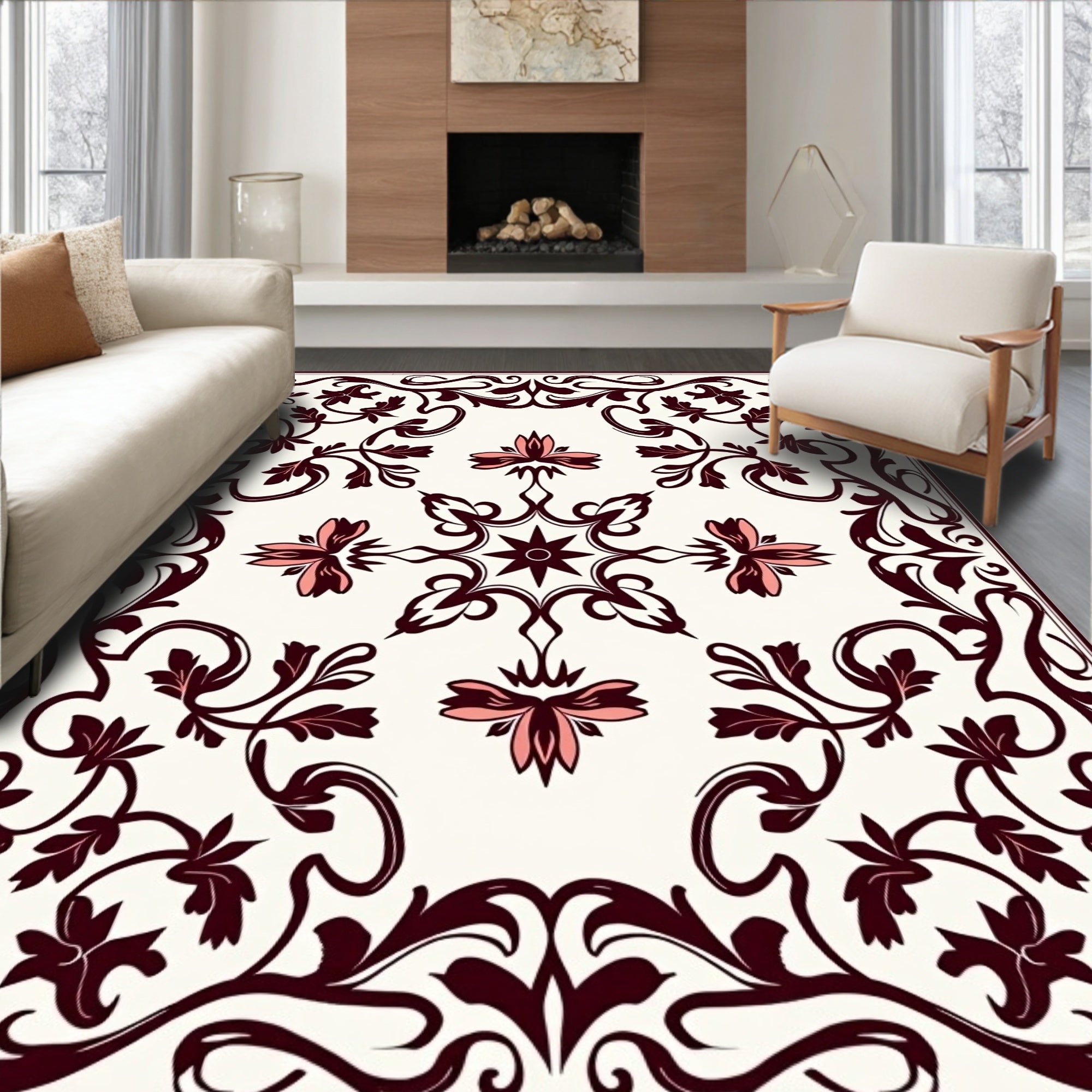 Elegant Floral Swirls And Accents Rug