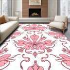 Pink Floral Damask Patterned Rug