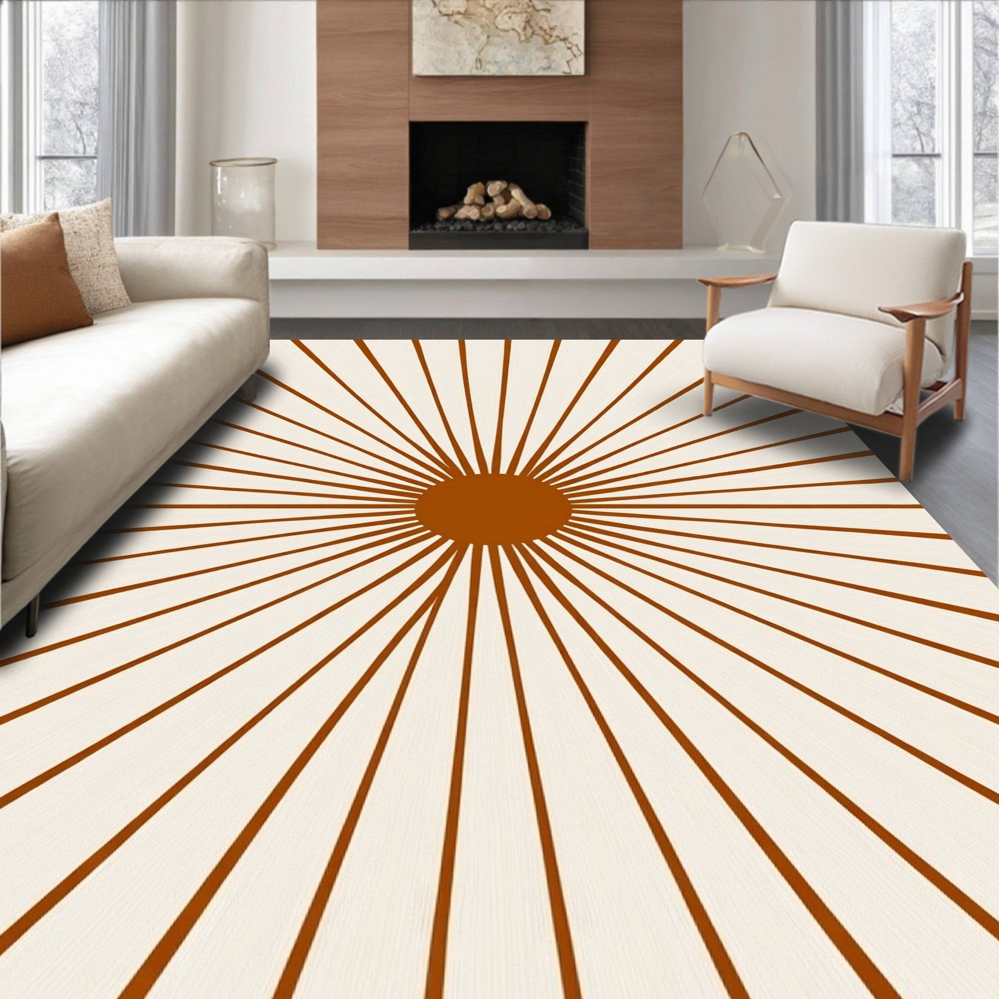 Radiant Sunburst Abstract Pattern Rug