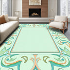 Serene Mint Green Floral Scroll Rug
