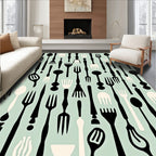Mid Century Modern Kitchen Utensils Rug